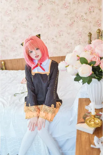 Vista 5 de Disfraz de anime espía × familia Anya Loid Forger cosplay uniforme de Halloween para niñas y hombres