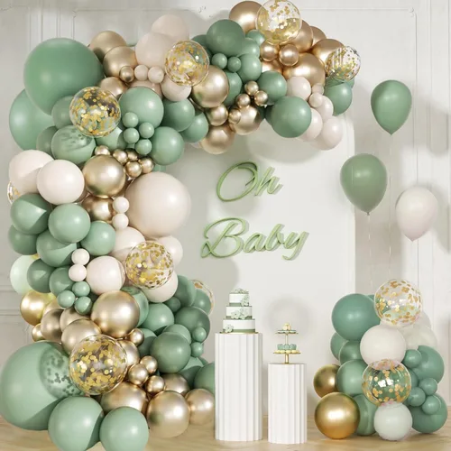 Vista 7 de Kit de guirnalda de arco de globos azules, 155 piezas de globos de confeti azul pastel metálicos de macaron para decoración de fiestas temáticas