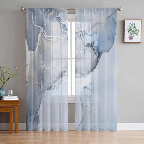 Vista 12 de Cortinas Traslúcidas Florales Elegantes de 63 Pulgadas de Largo, Juego de 2 Paneles para Sala de Estar/Dormitorio, Cortinas Semi Transparentes