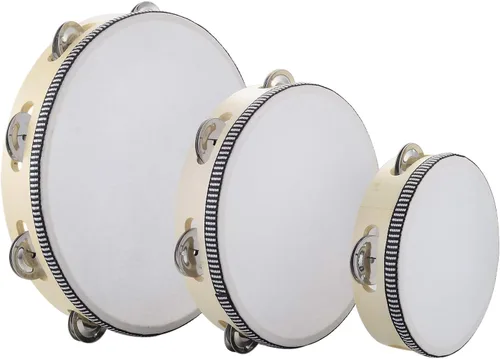 Vista 7 de Musfunny - Tambor de mano de 6 pulgadas, de abedul y metal, para percusión, juguete musical educativo, instrumento para KTV, fiesta, juegos de niños