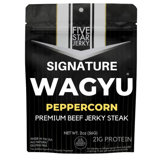 Vista 8 de Five Star Wagyu Beef Jerky - Ajo y Hierba + Pimienta Variedad Paquete de 2 (4 onzas)