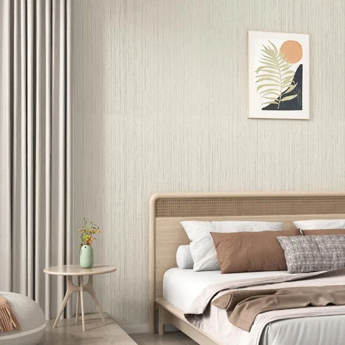 Vista 2 de WESTICK Papel tapiz beige para despegar y pegar, tela de lino texturizada, papel tapiz neutro para dormitorio, tela de hierba sintética color crema