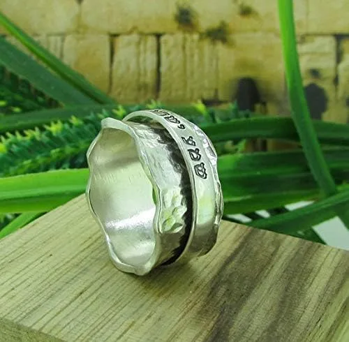 Vista 3 de Shema Israel ring - 925 Sterling silver spinner ring, personalized Hebrew ring, Judaica Israeli ring, jewish jewelry, wedding ring, custom