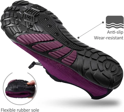 Vista 4 de SEEKWAY Zapatos de agua de secado rápido Deportes descalzos Aqua Playa Piscina Natación Río Lago Senderismo Kayak Surf Hombres Mujeres AB005 Púrpura