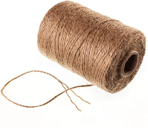 Vista 9 de Cuerda de yute natural de 600 pies, cuerda fina de arpillera para caja de regalo, embalaje, decoración, jardinería, 2 capas