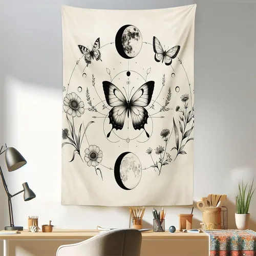 Vista 77 de Ambesonne Tapiz Trippy, vista panorámica de la cascada con bosques de ensueño y mandala oriental psicodélico, decoración de tela para colgar