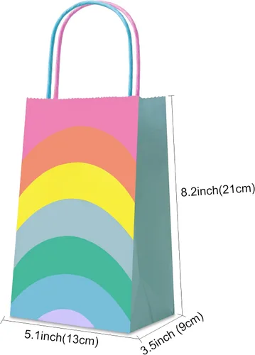 Vista 7 de Cmecial Juego de bolsas de regalo (paquete de 18) – Papel arcoíris a granel tamaño pequeño – Fiesta, cumpleaños, baby shower, Acción de Gracias