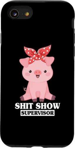 Vista 13 de Funda para iPhone 14 Humor Shit Show Supervisor Pig Shitshow Supervisor