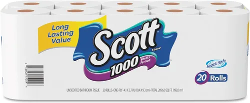 Vista 20 de Scott 1000 Papel higiénico por rollo, 18 rollos, seguro para fosa séptica, papel higiénico de 1 capa
