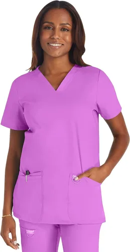 Vista 23 de Workwear Revolution Mujeres Scrubs Top V-cuello WW620 Negro