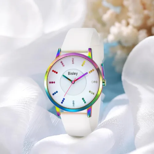 Vista 7 de Rainbow Watch - Reloj de pulsera impermeable con banda de silicona para niña y mujer