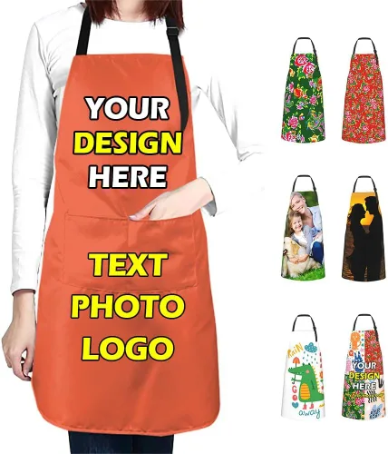 Vista 8 de Delantales impermeables personalizados para diseñar tu propia imagen, logotipo, texto, añadir fotos, delantal para cocinar hornear, 33 x 27.5