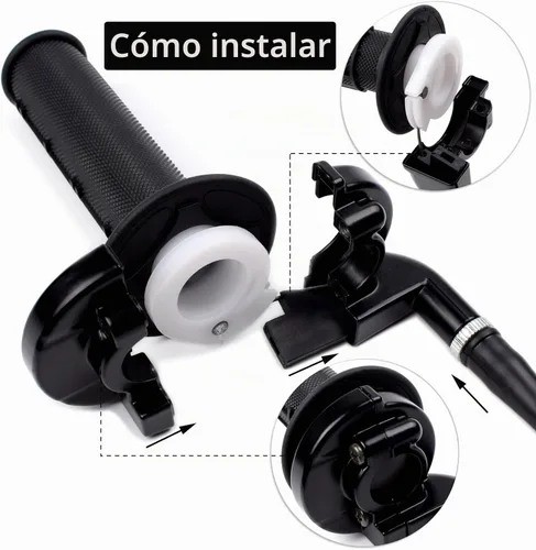 Vista 4 de 7/8 22mm puños de acelerador de goma suave con cable de giro, conjunto de acelerador para mini bicicleta de 50cc 90cc 110cc 125cc Mini/Pit/Dirt/ATV