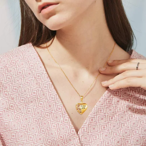 Vista 3 de Custom4U Collar de medallón personalizado para mujer, collar de medallón de corazón de plata que sostiene la imagen, cadena conmemorativa de 16 a 22