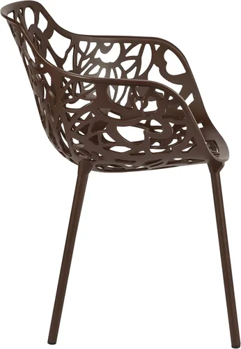 Vista 4 de LeisureMod Devon Collection - Sillas con brazos de comedor forestales, de aluminio para interiores y exteriores, apilables, para comedor, sala