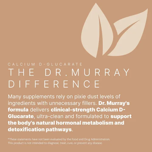 Vista 4 de Dr. Murray's Calcio D-Glucarato 500 mg Cápsulas Veganas, Ayuda de Estrógeno