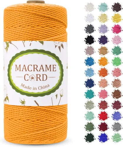 Vista 8 de Cordón de macramé de 0.079 pulgadas, hilo de cuerda de macramé de color de 0.07 pulgadas x 219 yardas, cuerda de algodón natural, 3 hebras para Aqua
