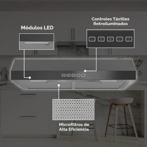 Vista 2 de Broan-NuTone Campana extractora debajo del gabinete de 30 pulgadas, ENERGY STAR, soplador máximo 350 CFM, acero inoxidable negro