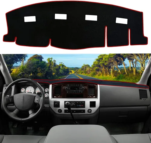 Vista 28 de Funda para tablero personalizada Compatible con Dodge Ram 1500 2019-2023 Antideslizante Decoración interior Protector de rayos UV y resplandor