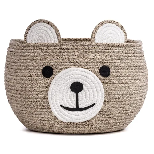 Vista 19 de CherryNow Cesta de cuerda tejida, cestas de oso para regalos vacías, cesta de almacenamiento grande para sala de estar, guardería, cestas
