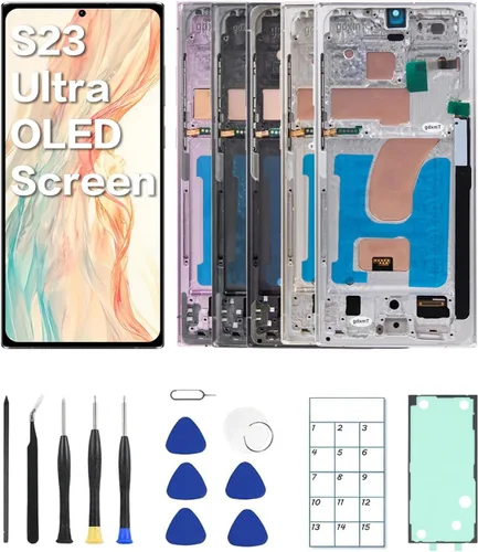 Vista 9 de Reemplazo de pantalla OLED para Galaxy S23 Ultra con marco y herramientas Negro