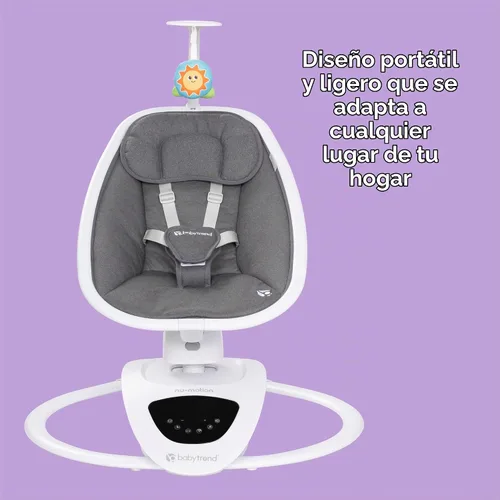 Vista 6 de Baby Trend NuMotion Infinity Swing - 5 modos de movimiento, control de pantalla táctil, control remoto, multiposición reclinable, juguetes colgantes