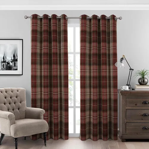 Vista 22 de always4u - Cortinas de cuadros beige con ojales, aspecto de lana, modernas para sala de estar y dormitorio, decoración del hogar, cortinas a