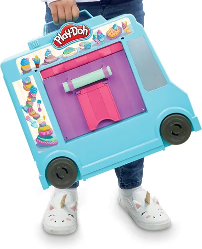 Vista 3 de Play-Doh Kitchen Creations Juguete Camión de Helados Playset para Niños, 20 Accesorios de Cocina de Juguete, 5 Colores, Juguetes Preescolares