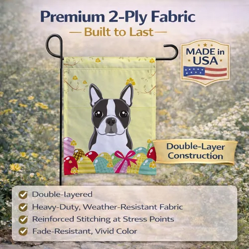 Vista 677 de Caroline's Treasures BB1923GF Bandera decorativa para jardín con diseño de Border Collie, para caza de huevos de Pascua, para jardín, jardín, patio