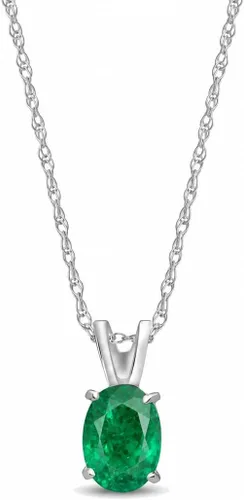 Vista 9 de Galaxy Gold GG Collar de oro rosa amarillo, blanco de 14k con colgante de esmeralda ovalada natural