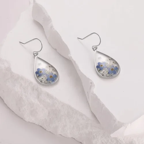 Vista 92 de Forget-Me-Not and Queen Anne's Lace Pressed Wildflower Earrings Pressed Flower Earrings Handmade Drop and Dangle Earrings Gift for Woman