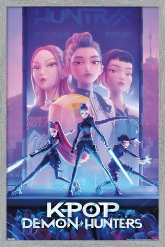 Vista 17 de Netflix KPop Demon Hunters (2025) - Póster de pared de una hoja, 22.4 pulgadas de largo x 14.7 pulgadas de ancho, versión enmarcada de madera