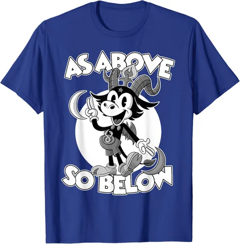 Vista 22 de Camiseta de dibujos animados retro de Baphomet Pagan As Above So Below, Negro, S