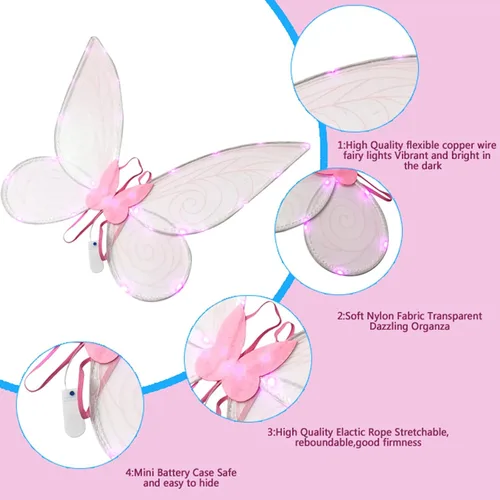 Vista 2 de Disfraces de Halloween para mujeres o niñas diseño de brillantes alas de mariposa o ángel alas de hada princesa disfraz de fiesta de disfraces