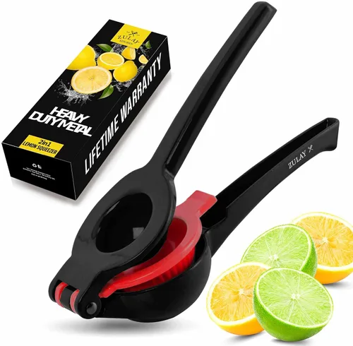 Vista 8 de Zulay Kitchen Exprimidor de limón 2 en 1 de metal, exprimidor de mano de extracción máxima resistente, exprimidor de limón que recibe hasta
