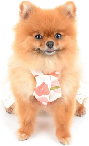 Vista 3 de SMALLLEE_LUCKY_STORE Lindo vestido floral de algodón con tirantes para mascotas, vestido de verano para perros pequeños, gatos, niñas, cachorro