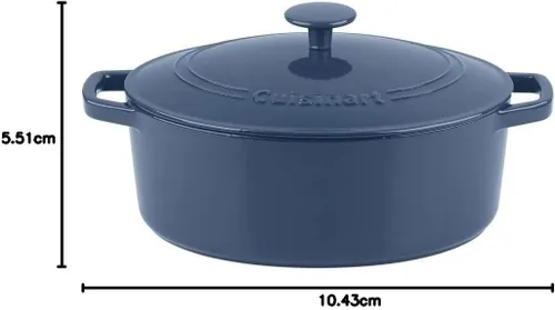 Vista 2 de Cuisinart Chef's Classic - Cazuela ovalada de hierro fundido esmaltado (azul provenzal, 5.5 cuartos de galón)