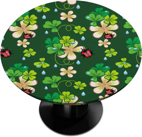 Vista 48 de Mantel redondo ajustado con diseño de calabaza de otoño, hojas de otoño, color amarillo, pequeño con borde elástico, manteles circulares lavables