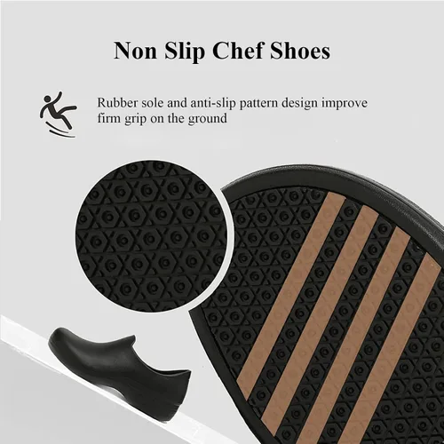 Vista 4 de Scecocrs Zapatos de chef antideslizantes para mujer, impermeables y resistentes al aceite, zapatos de trabajo de enfermería para hospital, jardín