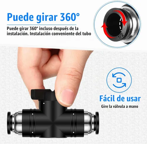 Vista 3 de Flutesan 5 piezas 1/2" x 1/2" DE empuje para conectar válvula de bola neumática Válvula de control de flujo de aire PVC Accesorios de tubo