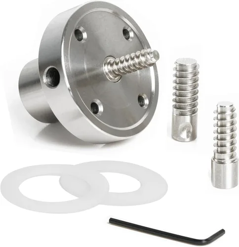 Vista 7 de Placa frontal de torno de madera de acero de 2 pulgadas con mandril roscado y dos arandelas de nailon, compatible con torno de carpintería