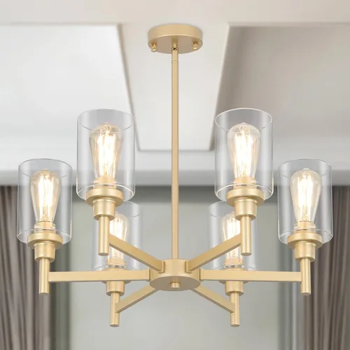 Vista 13 de Candelabros rústicos de madera falsa de 3 luces para comedor con cubierta de vidrio transparente