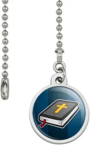 Vista 2 de Biblia con Cruz cristiana Religiosa Ventilador de techo y luz Pull Cadena