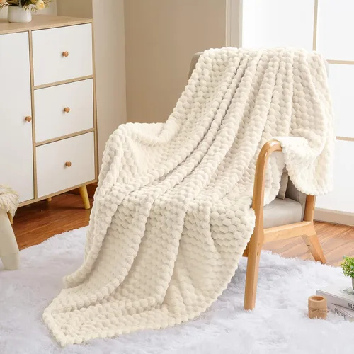 Vista 52 de Vessia - Manta de forro polar de franela (50x70 pulgadas), manta 3D de jacquard negra, esponjosa y cálida para sofá, sillón, cama, silla, 300GSM