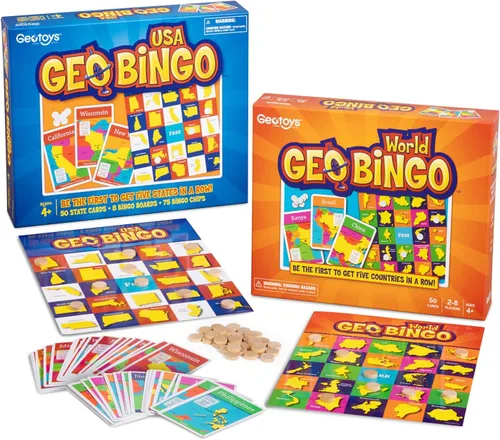 Vista 7 de GeoToys GeoBingo, USA Bingo para niños de 4 años en adelante, juego de geografía para el hogar, escuela o campamento, divertido juego educativo