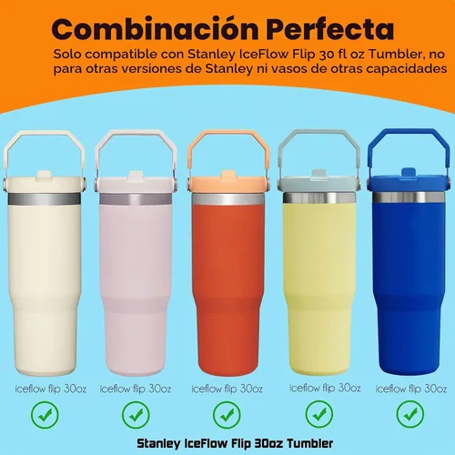 Vista 9 de ALINK Pajitas de repuesto para vaso Stanley IceFlow de 30 onzas, paquete de 6 popotes reutilizables de plástico negro compatibles con vaso IceFlow