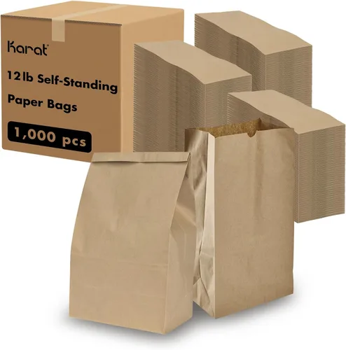 Vista 19 de Karat 1/8 Barrel Brown Kraft Paper Grocery Bags, 10.1x6.8x14.4 in, 500ct