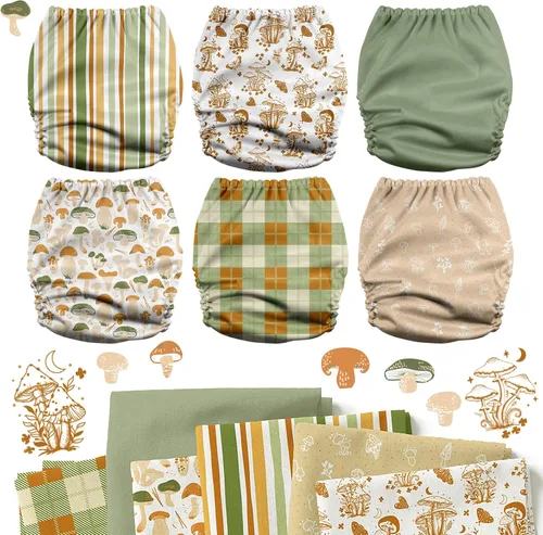 Vista 2 de Mama Koala Pañales de tela para bebé 3.0 con 6 insertos, con 2 bolsas reutilizables para húmedo y seco