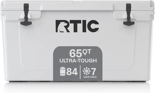 Vista 12 de RTIC - Hielera ultra resistente portátil de 65 cuartos de galón, tipo baúl, con aislamiento, para playa, bebidas, camping, picnic, pesca, barco Gris