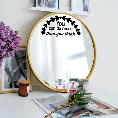 Vista 14 de Calcomanía de espejo "Yes You Can Sign with Exclamation Mark - Yes You Can Words of Inspiration Decor - Diferentes fuentes Yes You Can Sign